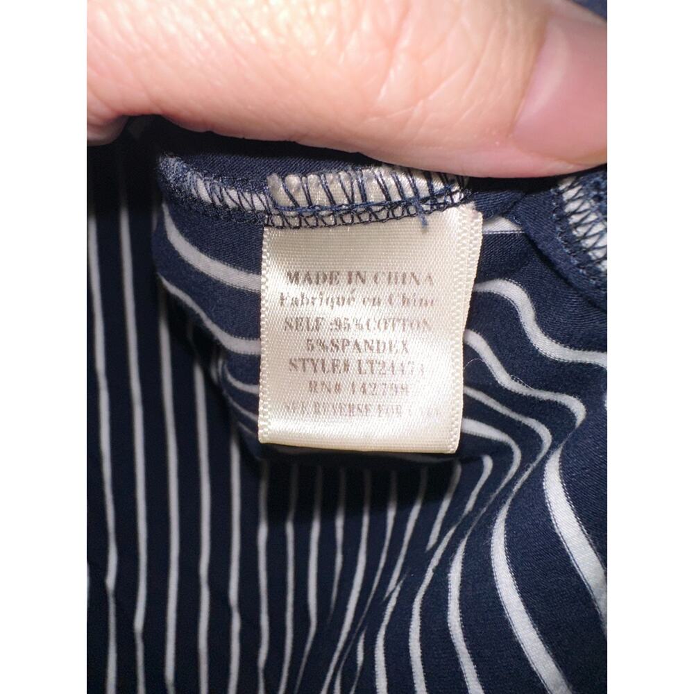Loveriche Black and White Ruffled‎ Short Sleeve Striped Shirt Size Large - Picture 6 of 7